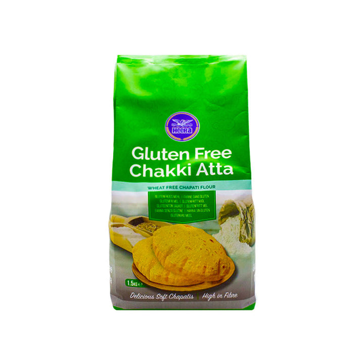 Heera Gluten Free Chakki Atta 1.5kg pack on a white background