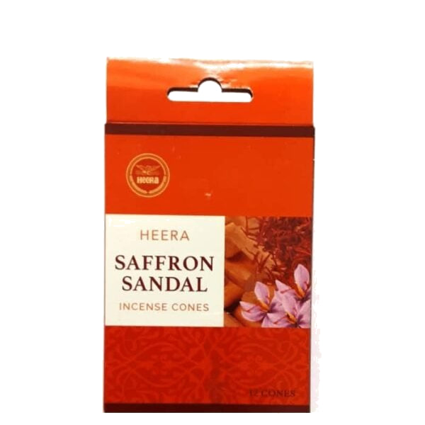 Heera Saffron Sandal incense cones pack on pure white background