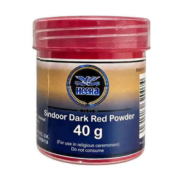 Heera Sindoor Dark Red 40g jar, larger and centred on pure white background