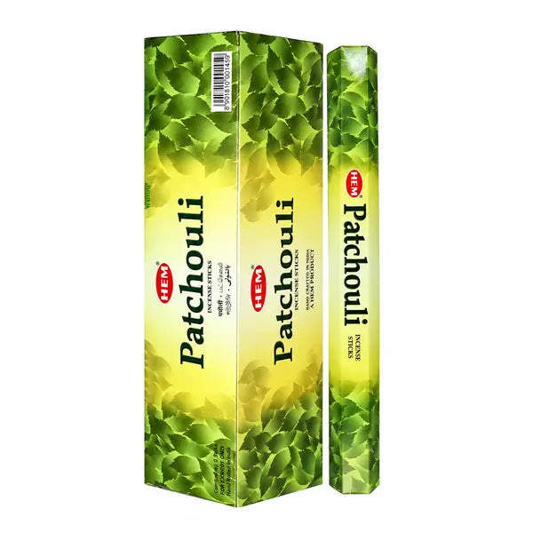 HEM Patchouli Incense 20 Sticks pack centred on pure white background
