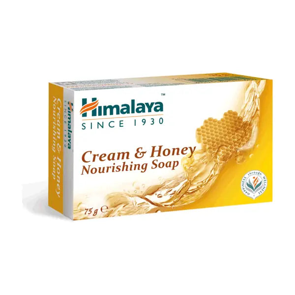 Himalaya Cream and Honey Nourishing Soap 75g box on white background