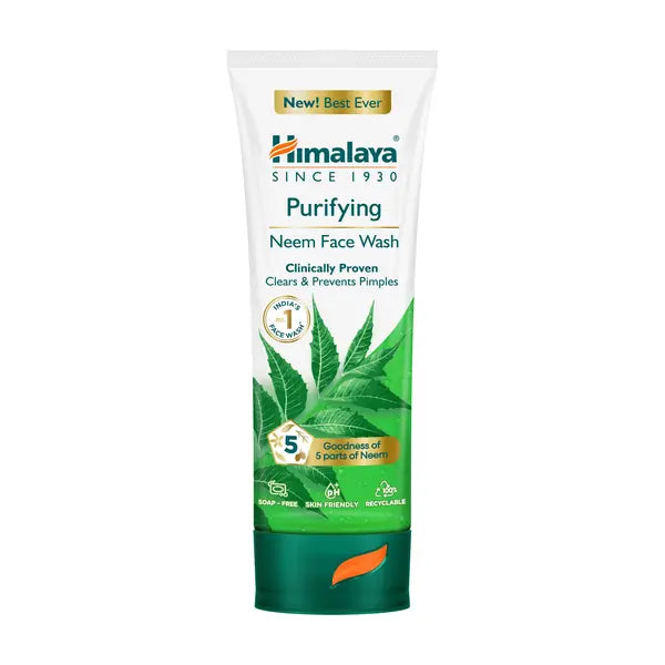 Himalaya Purifying Neem Face Wash 100ml tube on white background
