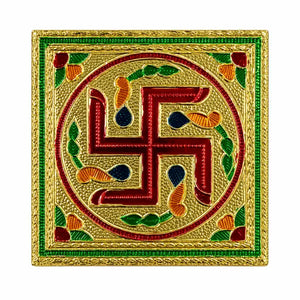 Idol Stand Design 3 – 4 × 4 Inch, swastik design, front view