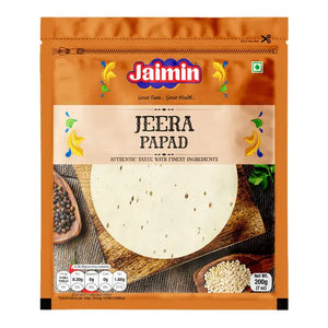 Jaimin Jeera Papad cumin urad lentil crackers 200g pack