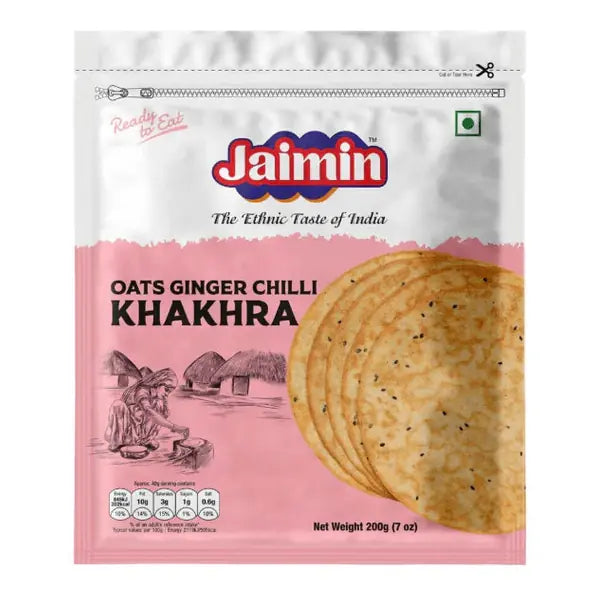 Jaimin Oats Ginger Chilli Khakhra 200g roasted snack pack