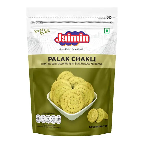 Jaimin Palak Chakli spinach flavoured crunchy snack 200g pouch