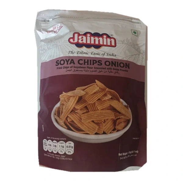 Jaimin Soya Chips Onion 200g savoury snack pouch front view