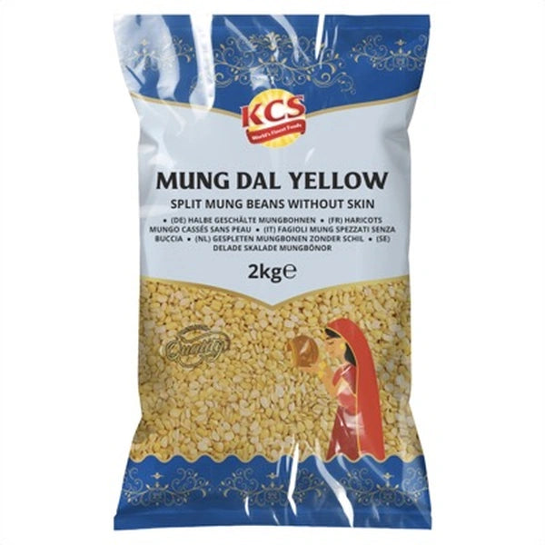 KCS Mung Dal Yellow washed split mung beans without skin 2kg pack