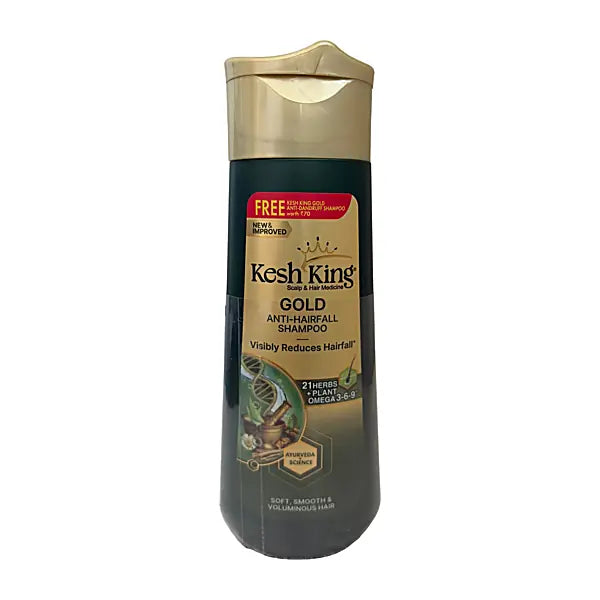 Kesh King Gold Anti Hairfall Shampoo 200ml with free offer straight bottle on white background