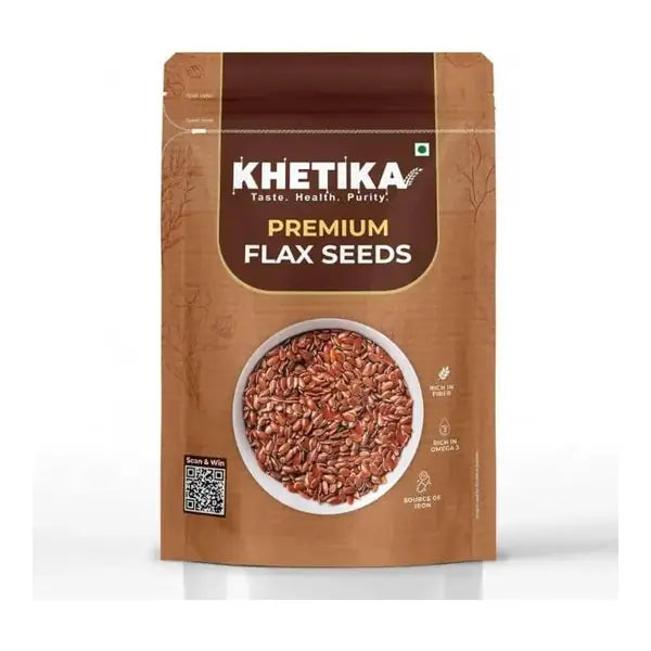 Khetika premium flax seeds, also called linseed, 500g pack