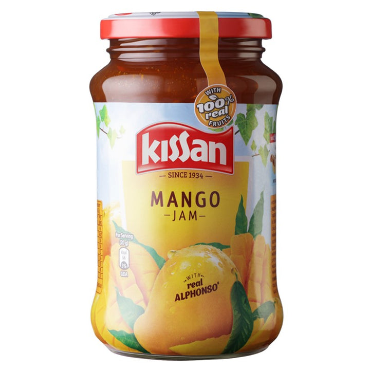 Kissan Mango Jam 500g jar on white background