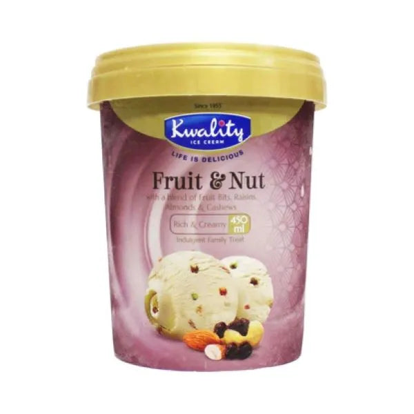 Kwality Fruit & Nut Ice cream Frozen - 450ml