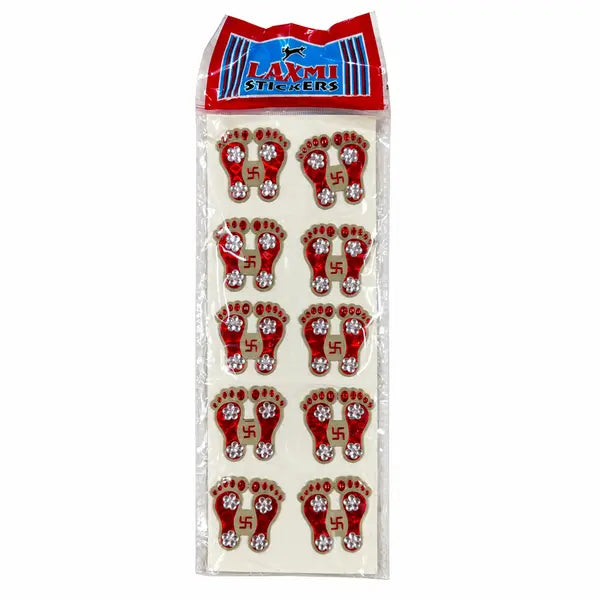 Diwali Lakshmi Charan Stickers - 1.5 Inch (Set of 2) - supplier display sheet, sold as a set of 2