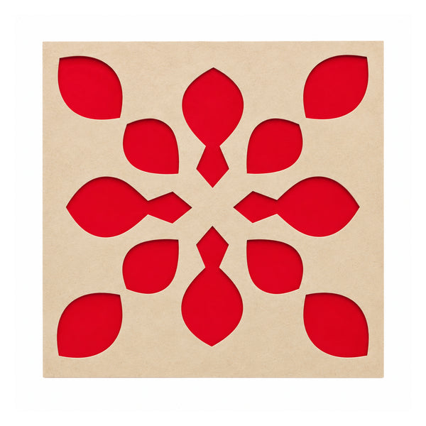 Leaf Pattern rangoli stencil, top view on white background