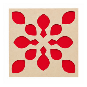 Leaf Pattern rangoli stencil, top view on white background