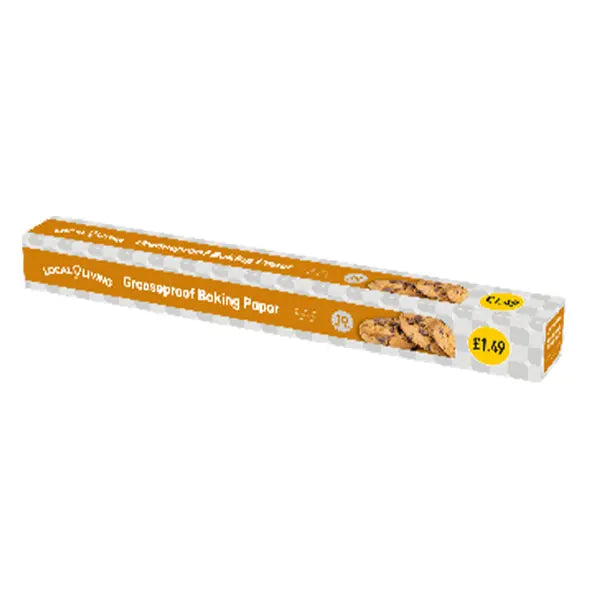 Local Living Greaseproof Baking Parchment Paper, 10 metre roll in box, price-marked £1.49