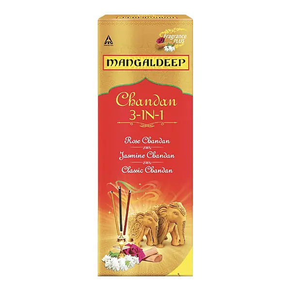 Mangaldeep Chandan three in one incense 226g retail box front
