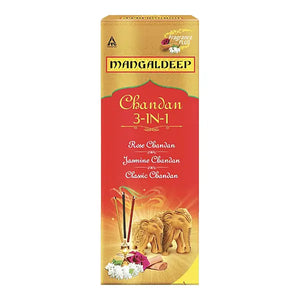 Mangaldeep Chandan three in one incense 226g retail box front