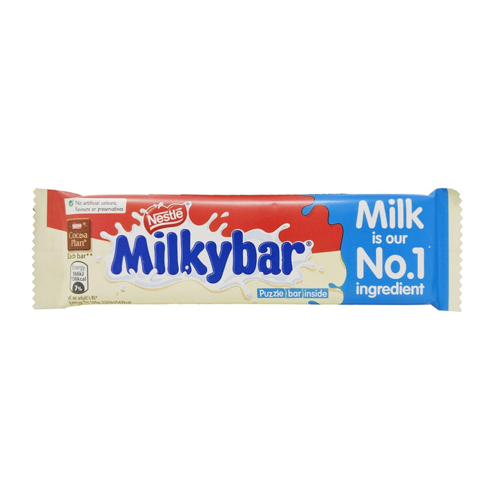 Milkybar White Chocolate Bar - 25g retail pack on a white background