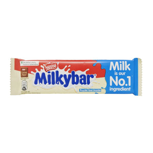 Milkybar White Chocolate Bar - 25g retail pack on a white background