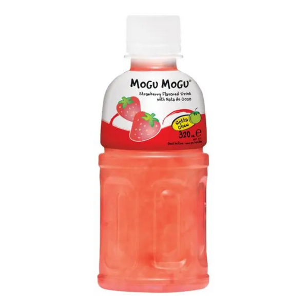 Mogu Mogu strawberry drink with nata de coco 320ml bottle