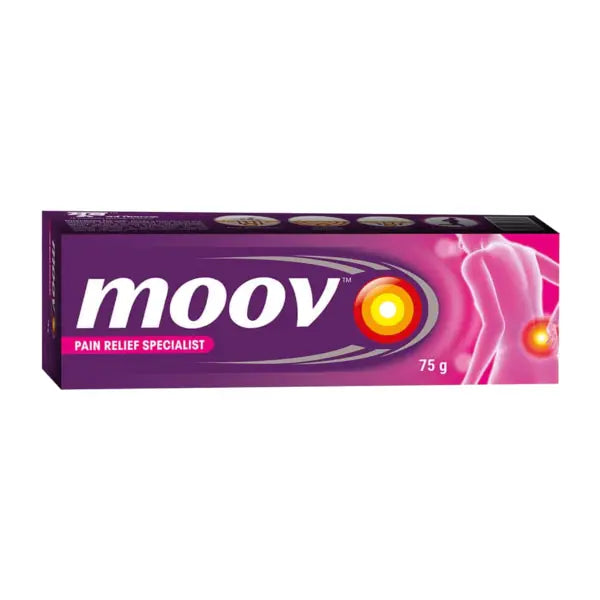 Moov Fast Pain Relief Cream 75g box on white background