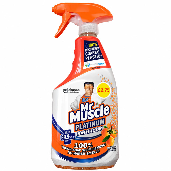 Mr Muscle Platinum Bathroom cleaner Mandarin Orange 750ml spray bottle
