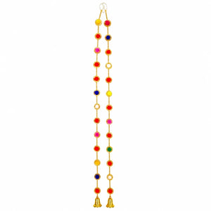 Multicolour Pom Pom & Ghungroo Door Hanging Toran (Pair)- 38Inch