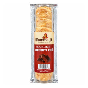 Mumma Jii Chocolate Cream Roll 50g pack, front label