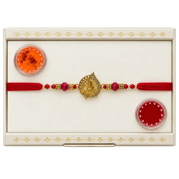 Murlimanohar Krishna Rakhi set with roli and rice containers