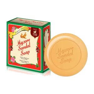Mysore Sandal Soap 150g box and soap bar on white background