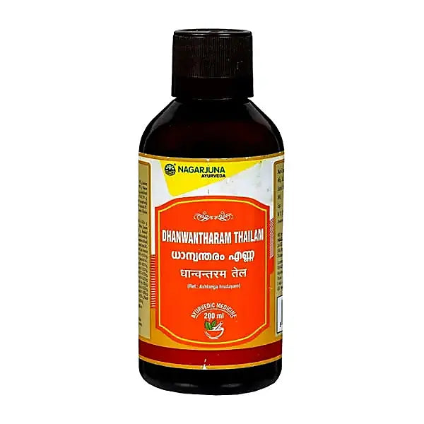 Nagarjuna Dhanwanthram Oil 200ml straight bottle on white background