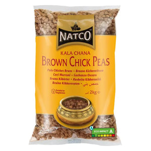 Natco brown chick peas kala chana 2kg pack on white background