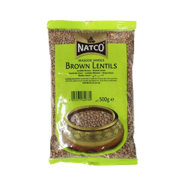 Natco brown whole masoor dal 500g lentils