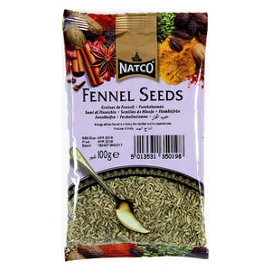 Natco fennel seeds 100g pack displayed clearly on a white background