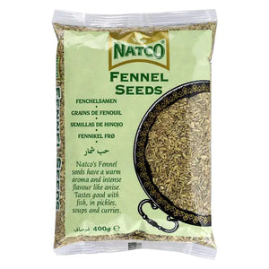 Natco fennel seeds 400g pack displayed clearly on a white background