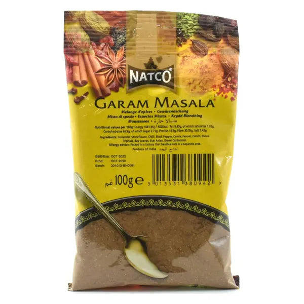 Natco ground garam masala 100g pack displayed on a white background