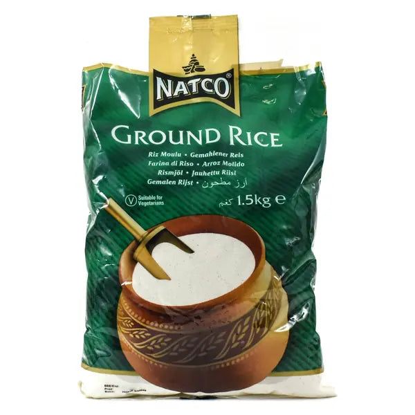 Natco ground rice coarse 1.5kg pack displayed on a white background