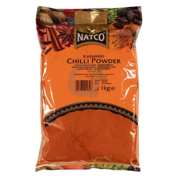 Natco Kashmiri mild chilli powder 1kg pack on a white background