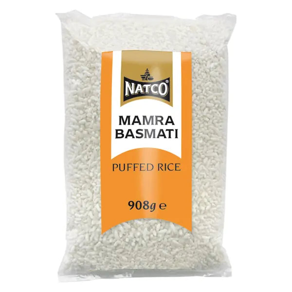 Natco mamra basmati puffed rice 908g pack on a white background