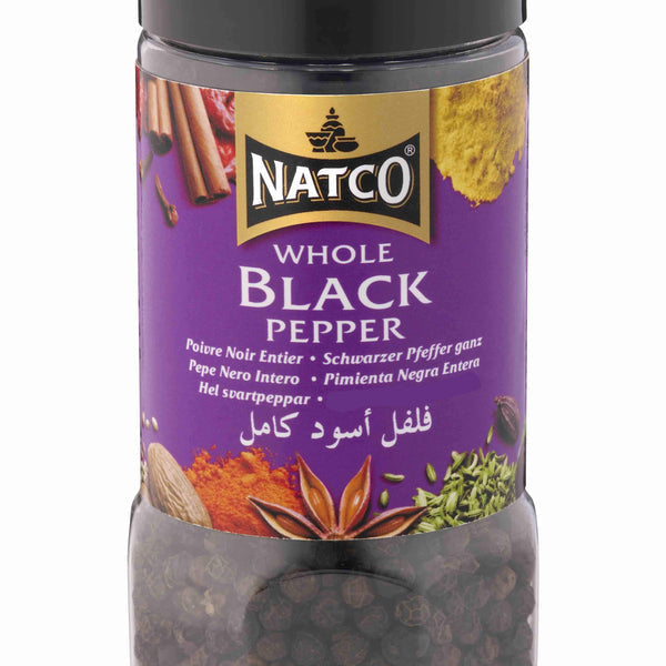 Natco whole black pepper 100g clear spice jar