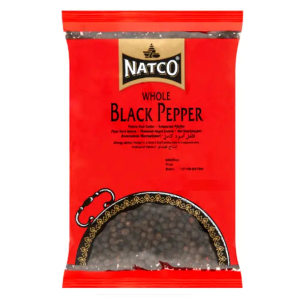 Natco whole black pepper 1kg pack displayed on a white background