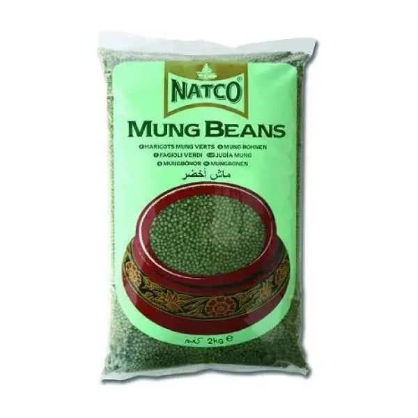 Natco whole green moong beans two kilogram retail packet
