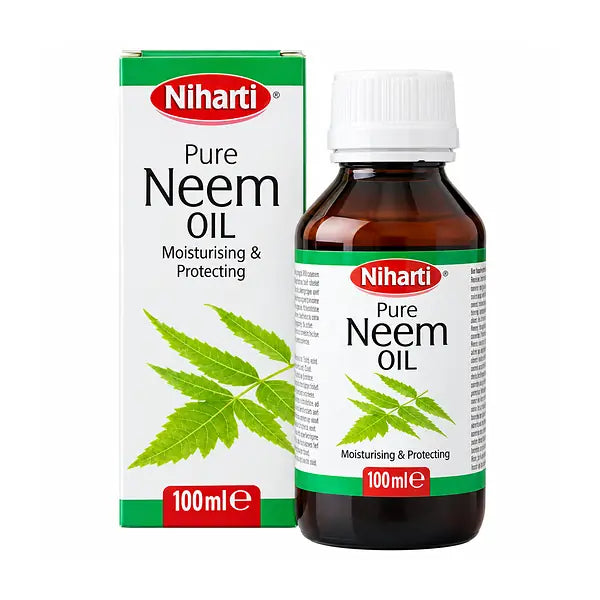 Niharti Neem Oil 100ml box and bottle on white background