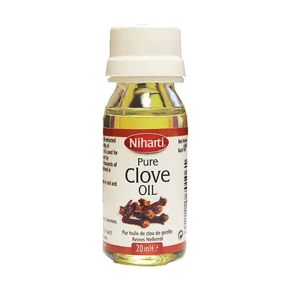 Niharti Pure Clove Oil 20ml straight bottle on white background