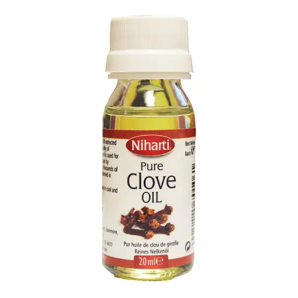Niharti pure clove oil 20ml glass bottle with white cap