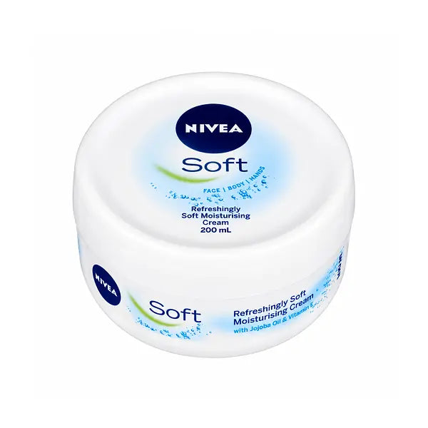 Nivea Soft Cream 200g jar centred on white background
