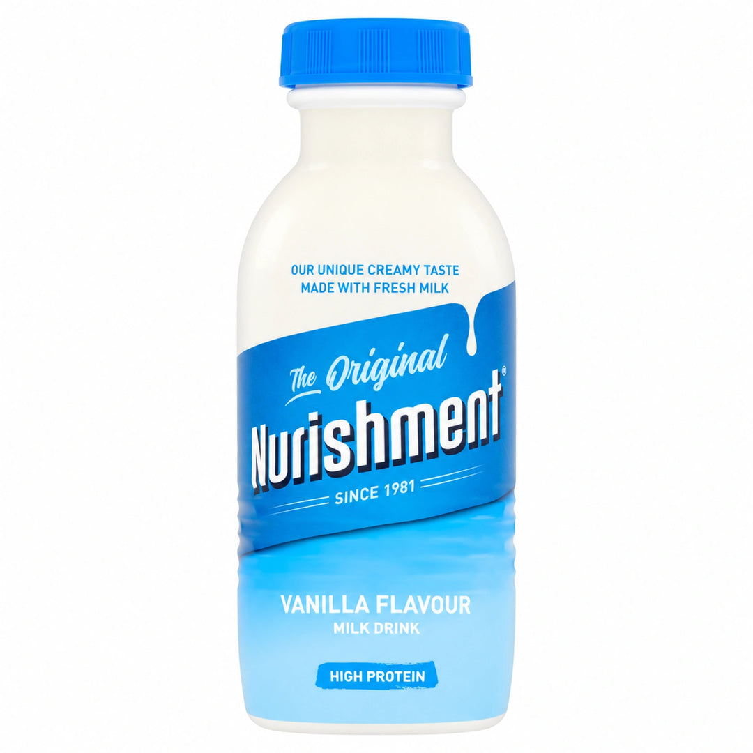 nurishment vanilla 330ml pack on a white background
