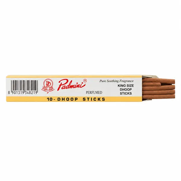 Padmini 10 Dhoop Sticks pack centred on pure white background