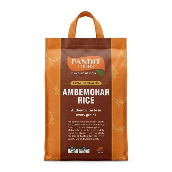Pandit Foods Ambemohar Rice 5kg bag – front of pack